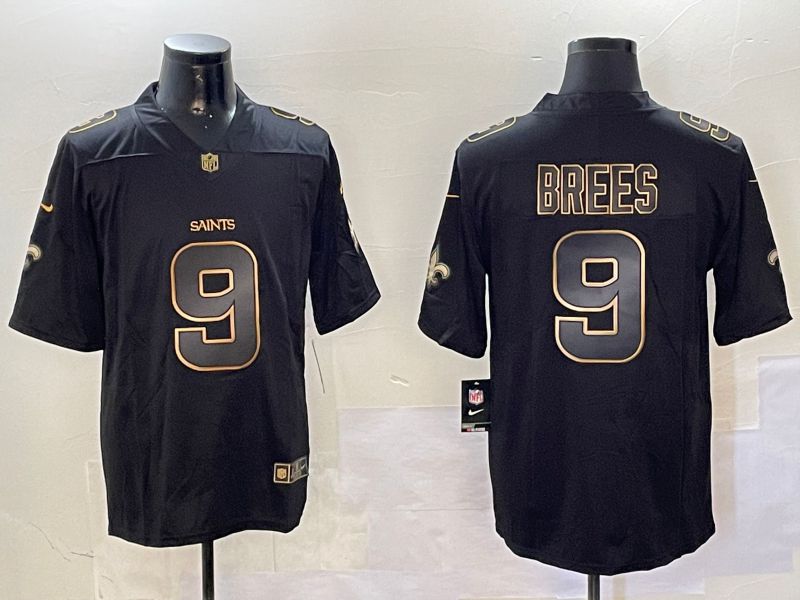 Men New Orleans Saints #9 Brees Black Gold 2024 Nike Limited NFL Jersey style 0108